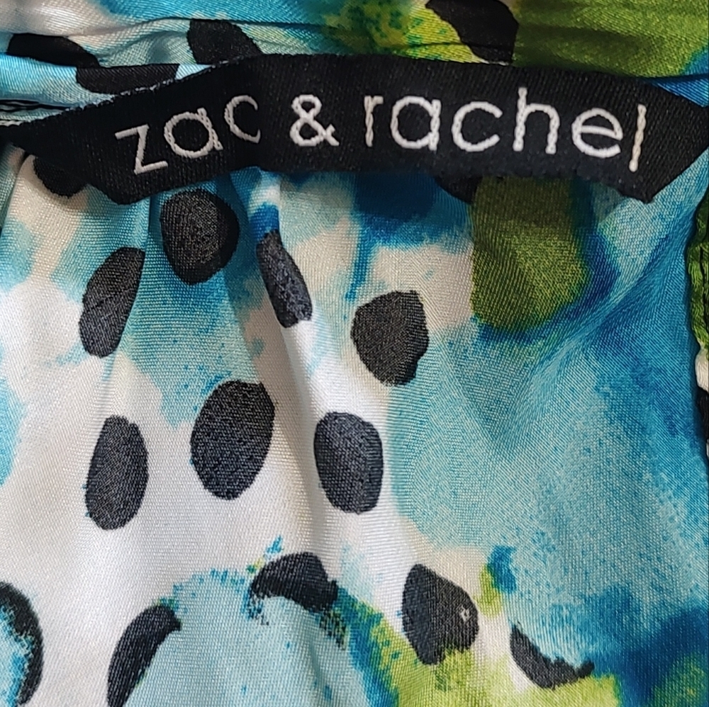 Zac & Rachel Blue and Green Floral Blouse - Picture 4 of 4